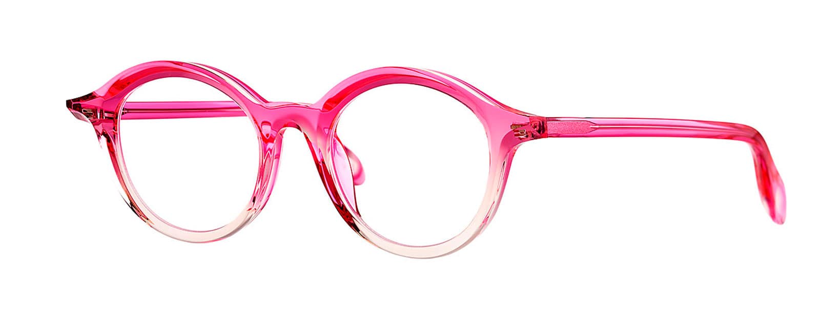 monture optique homme femme theo dagbreek acetate fine ronde ovale rose fushia degradé transparent