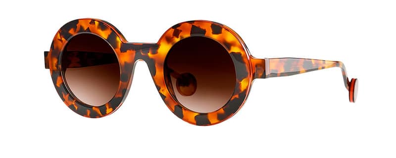 monture solaire femme theo joaqin acetate ronde epaisse ecaille orange