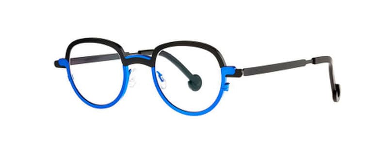 monture optique homme femme theo mong kok ronde titane bicolore noire bleu