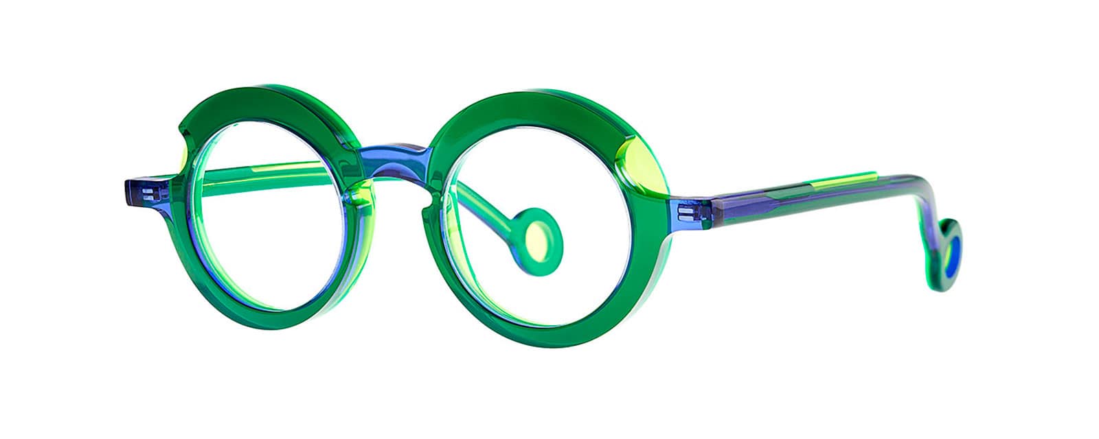 monture lunette créateur sara theo ronde vert acétate originale optique