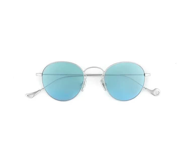 monture lunette créateur julien eyepetizer ronde argent bleu métal originale solaire