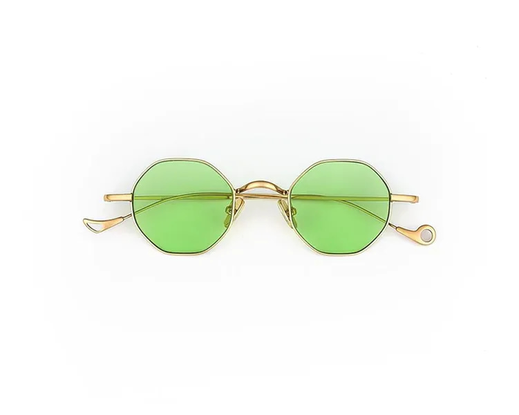 monture lunette créateur woody eyepetizer hexagonale dorée vert métal originale solaire