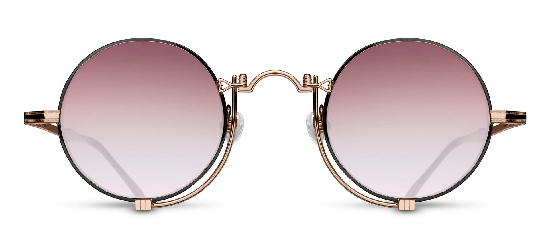monture solaire homme femme matsuda heritage ronde fine titane rose gold black verres rose