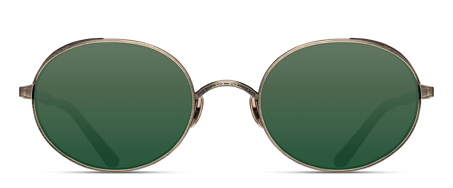 monture solaire homme femme Matsuda M3137 métal titane ovale coque antique gold verres vert