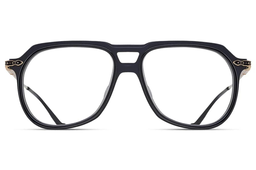 monture optique homme femme matsuda M2073 grande pilote combinée noire branche titane gold