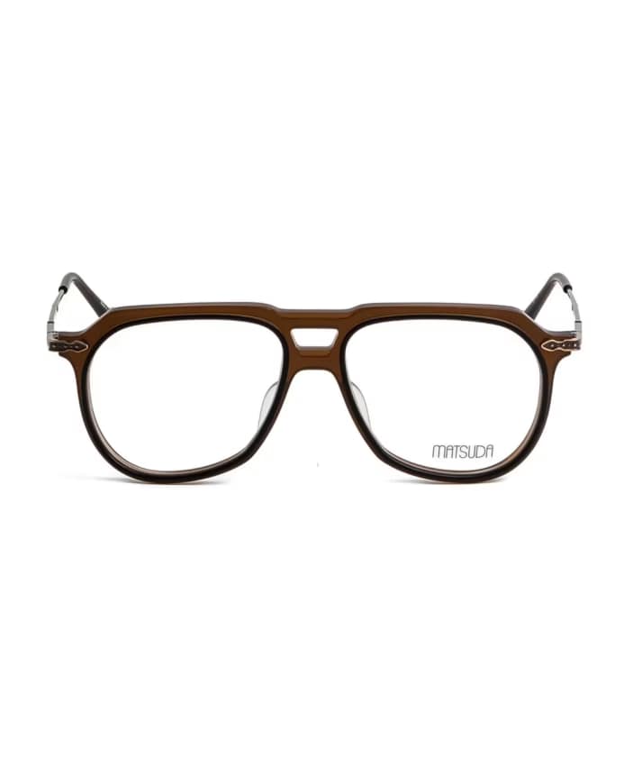 monture optique homme femme matsuda M2073 grande pilote combinée marron branche titane gold