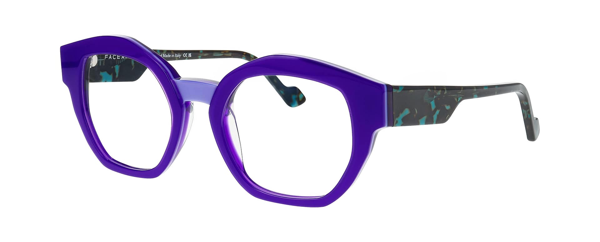 Face à Face FRAMED 3 violet et écaille vert vue 3/4