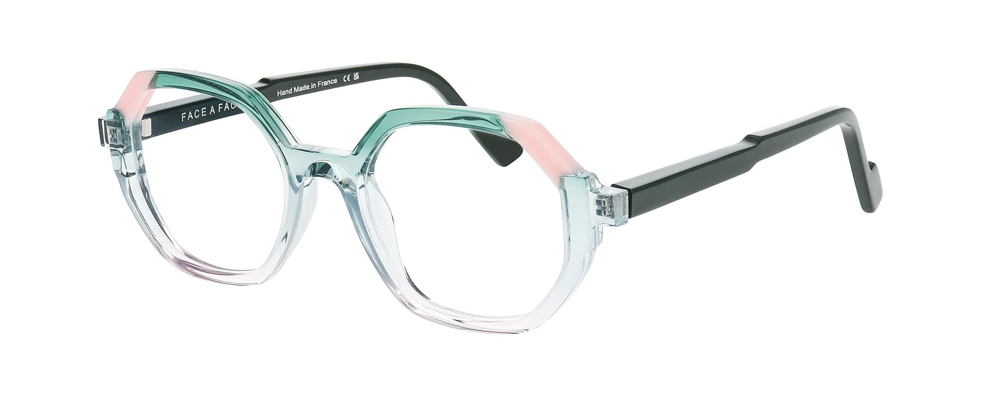 Face à Face Forest 1 cristal vert d’eau rose vue 3-4