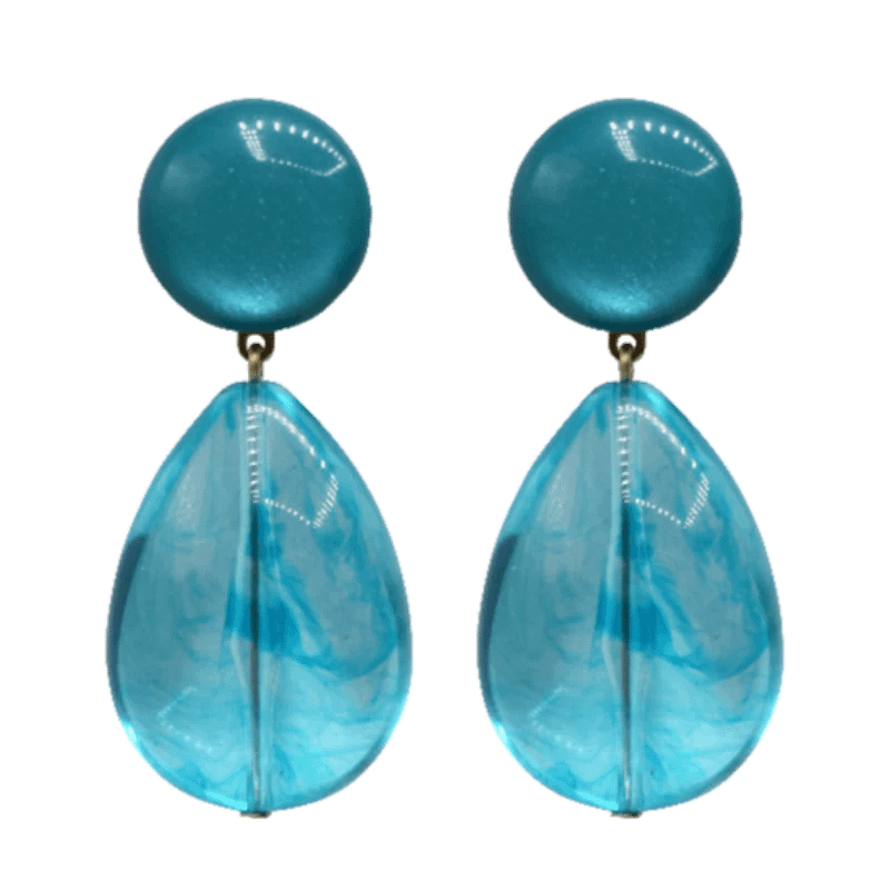 Boucles d’oreilles Cuba Francine Bramli turquoise résine forme goutte