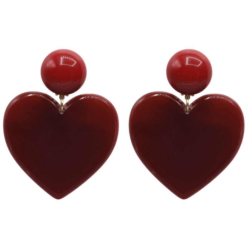 Boucles d’oreilles Love Francine Bramli rouge résine forme cœur design