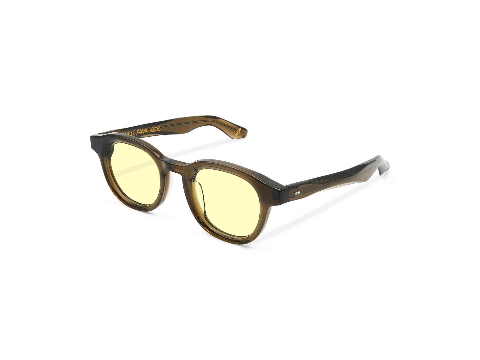 PAWA Shoto kaki transparent vue 3/4 verres jaune clair