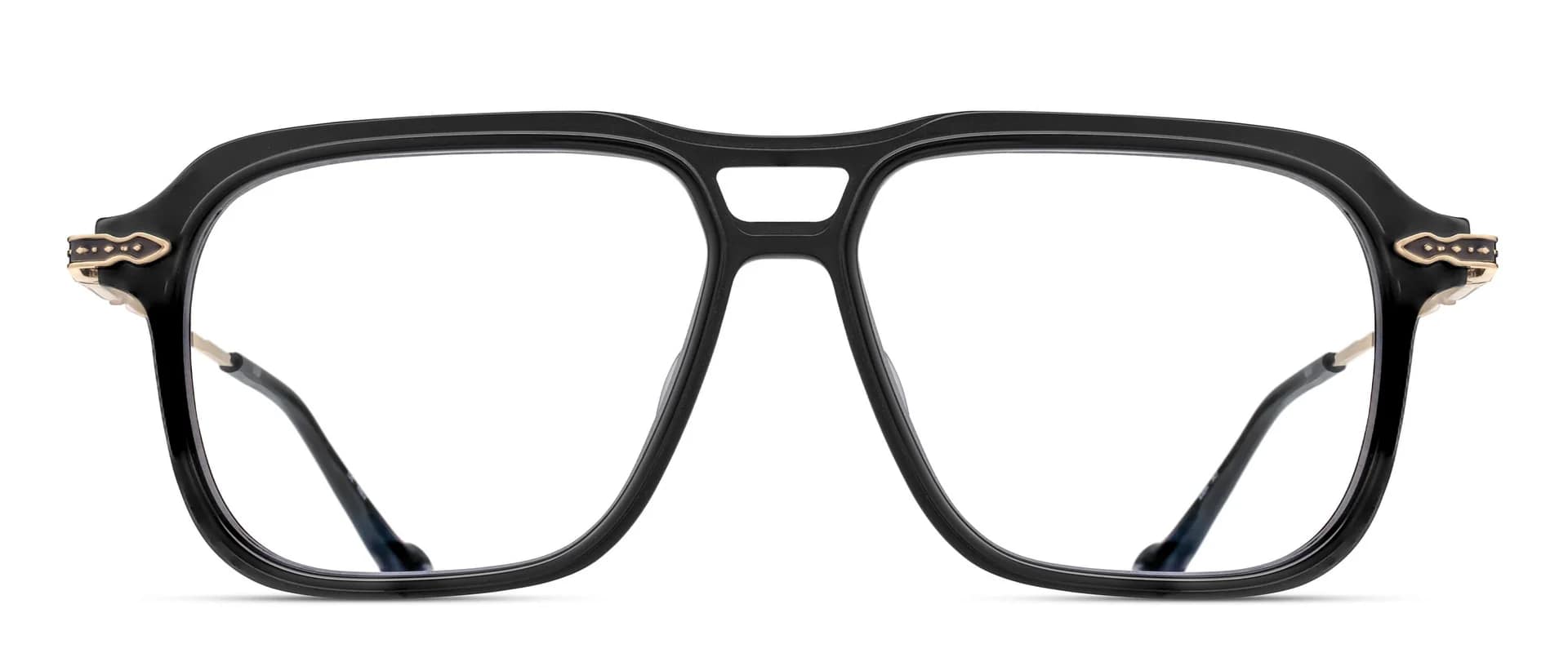 Lunettes de vue Matsuda M2062 MBK BG noir mat avec détails dorés vue de face chez The House of Eyewear opticien Paris 1er