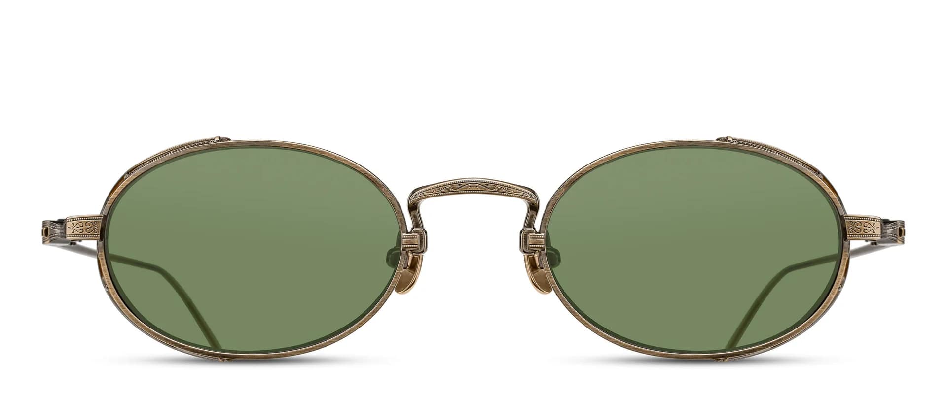 Lunettes de soleil Matsuda M3169 AG or antique avec verres verts vue de face chez The House of Eyewear opticien Paris 1er